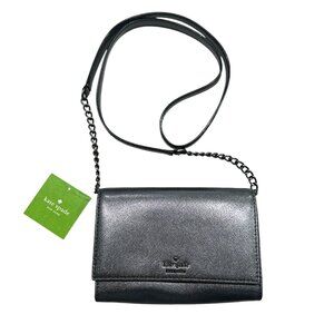 NWT Kate Spade Cameron Metallic Grey Leather Crossbody